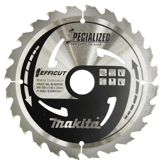 MAKITA B-64191 EFFICUT TCT SAW BLADE FOR WOOD 190X30X24T