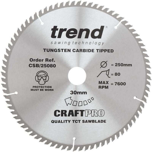 TREND CSB/25080 CRAFT SAW BLADE 250MM X 80T X 30MM