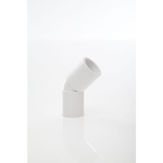 POLYPIPE ABS OVERFLOW BEND 21.5mm x 45deg NS55 NS55W WHITE