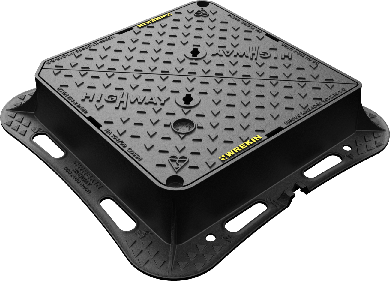 WREKIN (A257/A363) 675 x 675 x 150mm D/IRON DBL /TRI COVER & FRAME D400 HIGHWAY DMT0D6/6767/KH