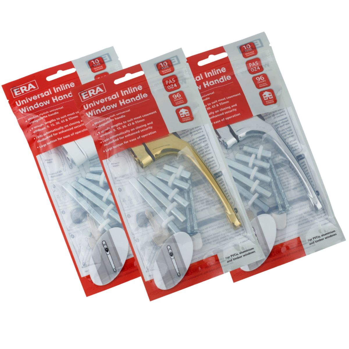 ERA UNIVERSAL MULTI-SPINDLE INLINE WINDOW HANDLE WHITE VISI PACK WHAUMWHILPP