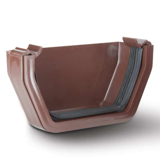 POLYPIPE RAINWATER 112mm SQUARE STOPEND EXTERNAL RS207BR BROWN
