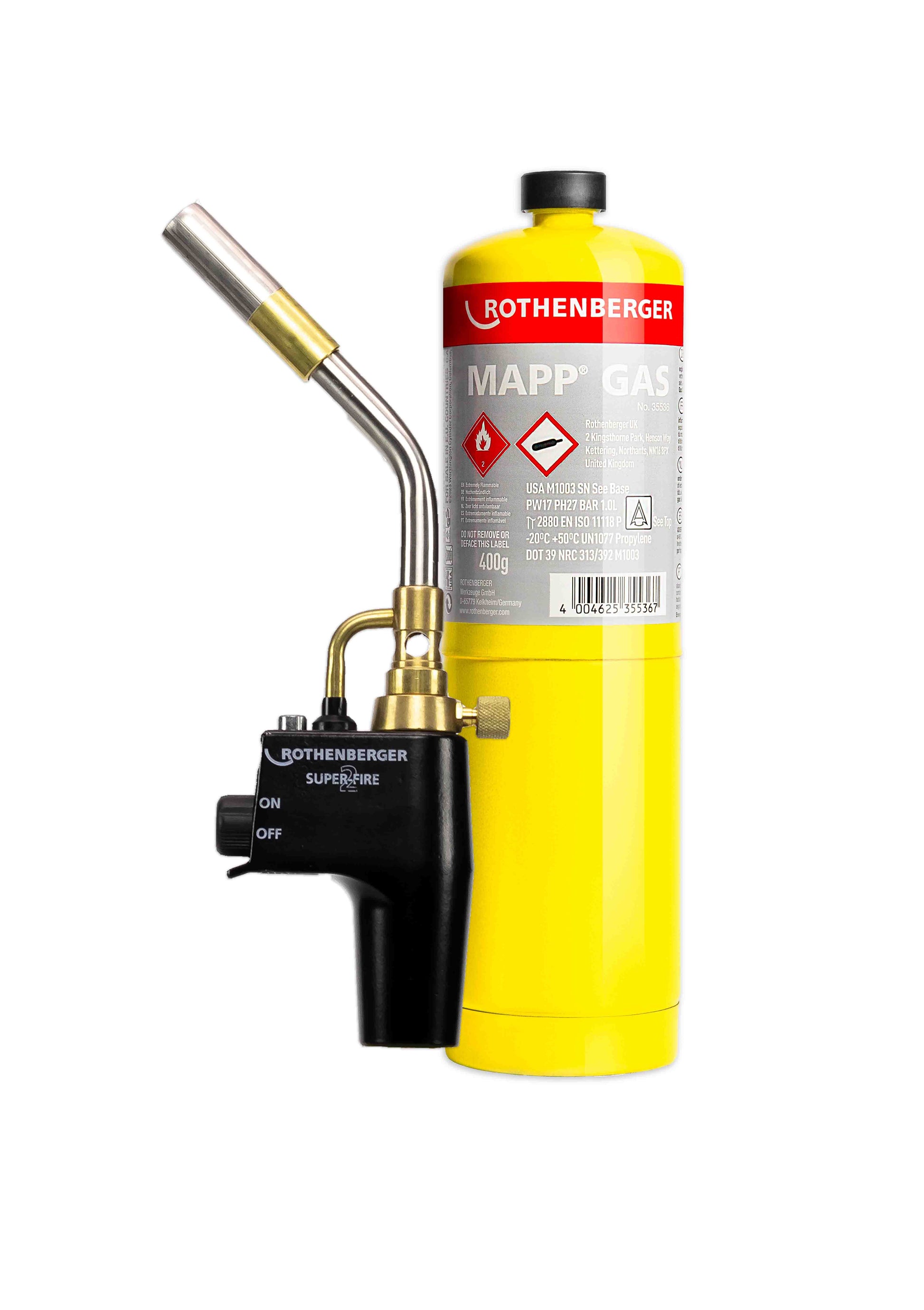 ROTHENBERGER SUPER FIRE 2 TORCH SET C/W GAS BOTTLE 35669E
