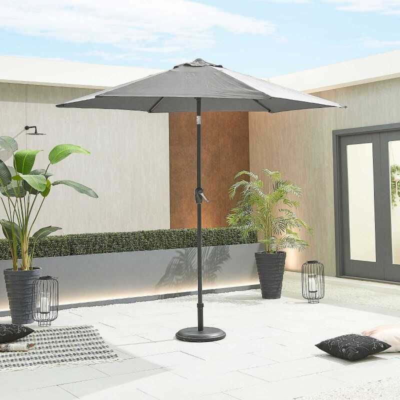 NOVA ANTIGUA GREY FRAME ALUMINIUM PARASOL 2.7m ROUND - GREY N12095