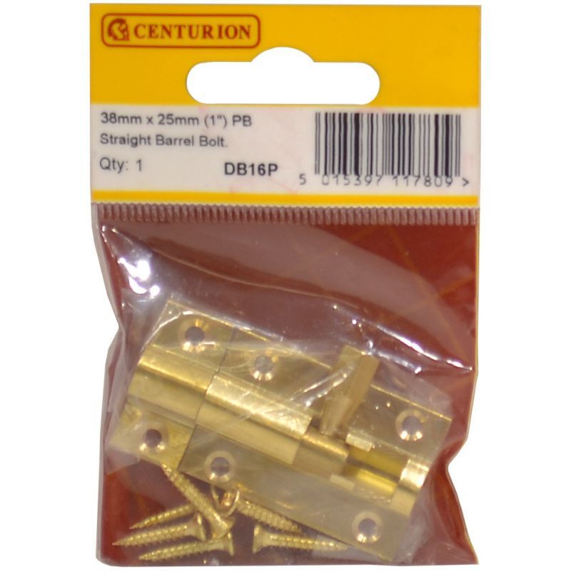 CENTURION DB16P BRASS 38mm DOOR BOLT