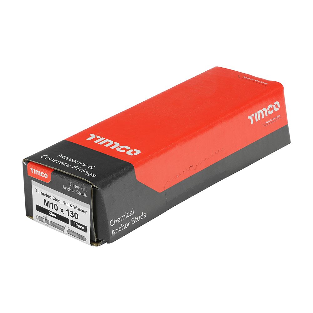 TIMCO RESIN STUDS BRIGHT ZINC PLATED M10 x 130mm (BOX 10) 10130CS