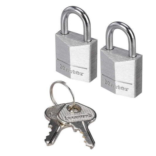 Masterlock 20mm Padlock Aluminium [Pack of 2]