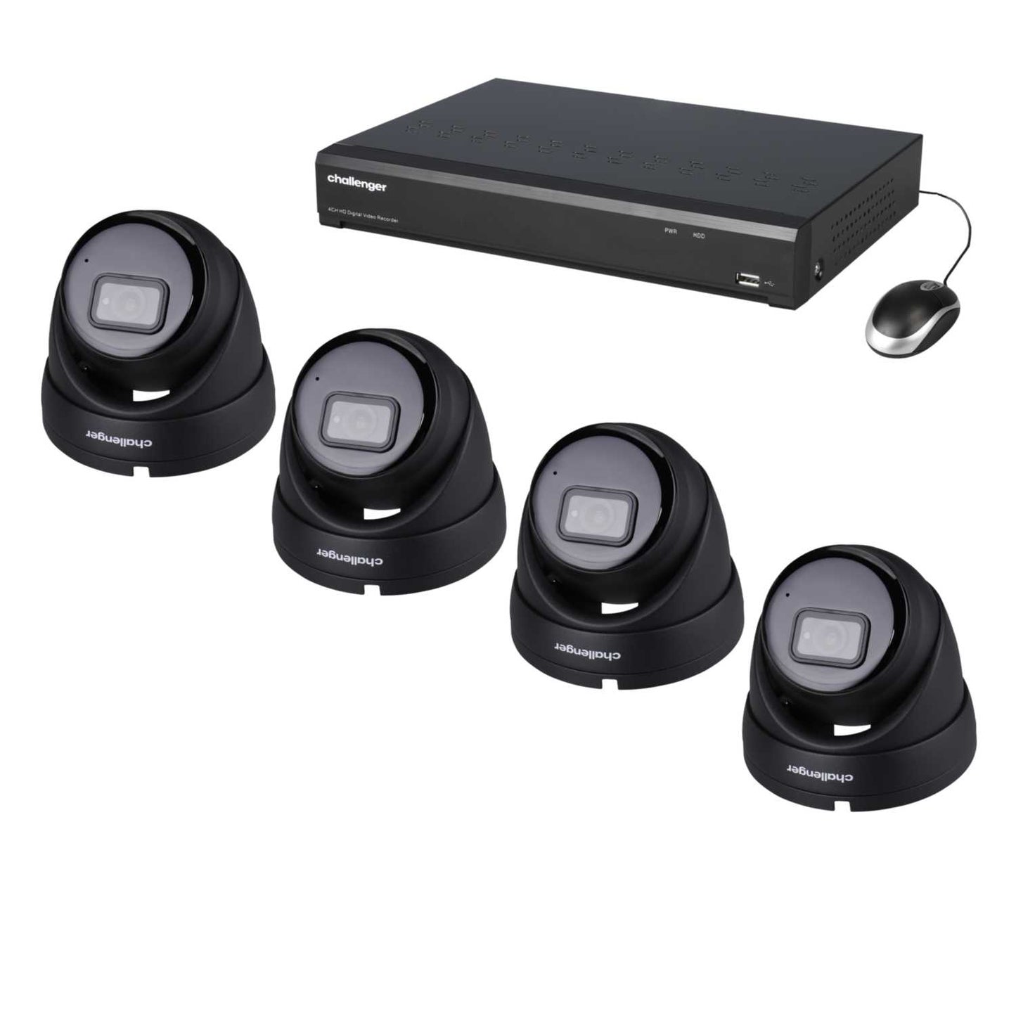 Challenger 4 Channel 4 Black IP Dome Camera 5MP HD Cctv Kit