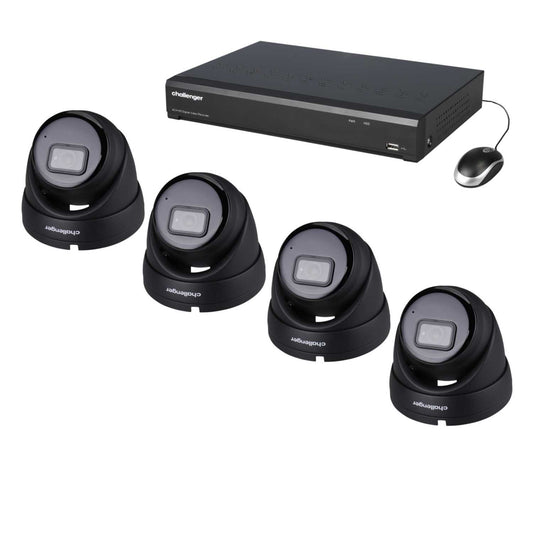 Challenger 4 Channel 4 Black IP Dome Camera 5MP HD Cctv Kit