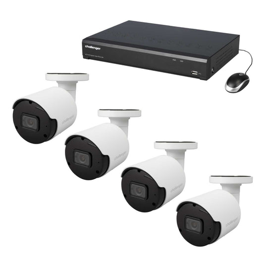 Challenger 4 Channel 4 White IP Bullet Camera 5MP HD Cctv Kit