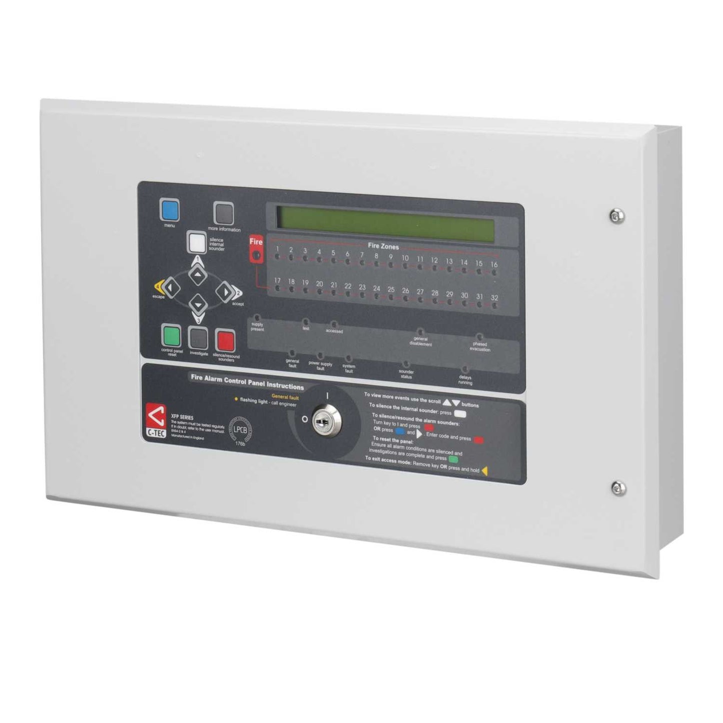 C-Tec Single Loop 32 Zone Analogue Addressable Fire Control Panel