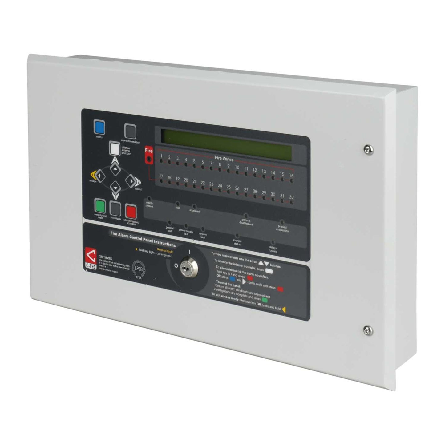 C-Tec Two Loop 32 Zone Analogue Addressable Fire Control Panel
