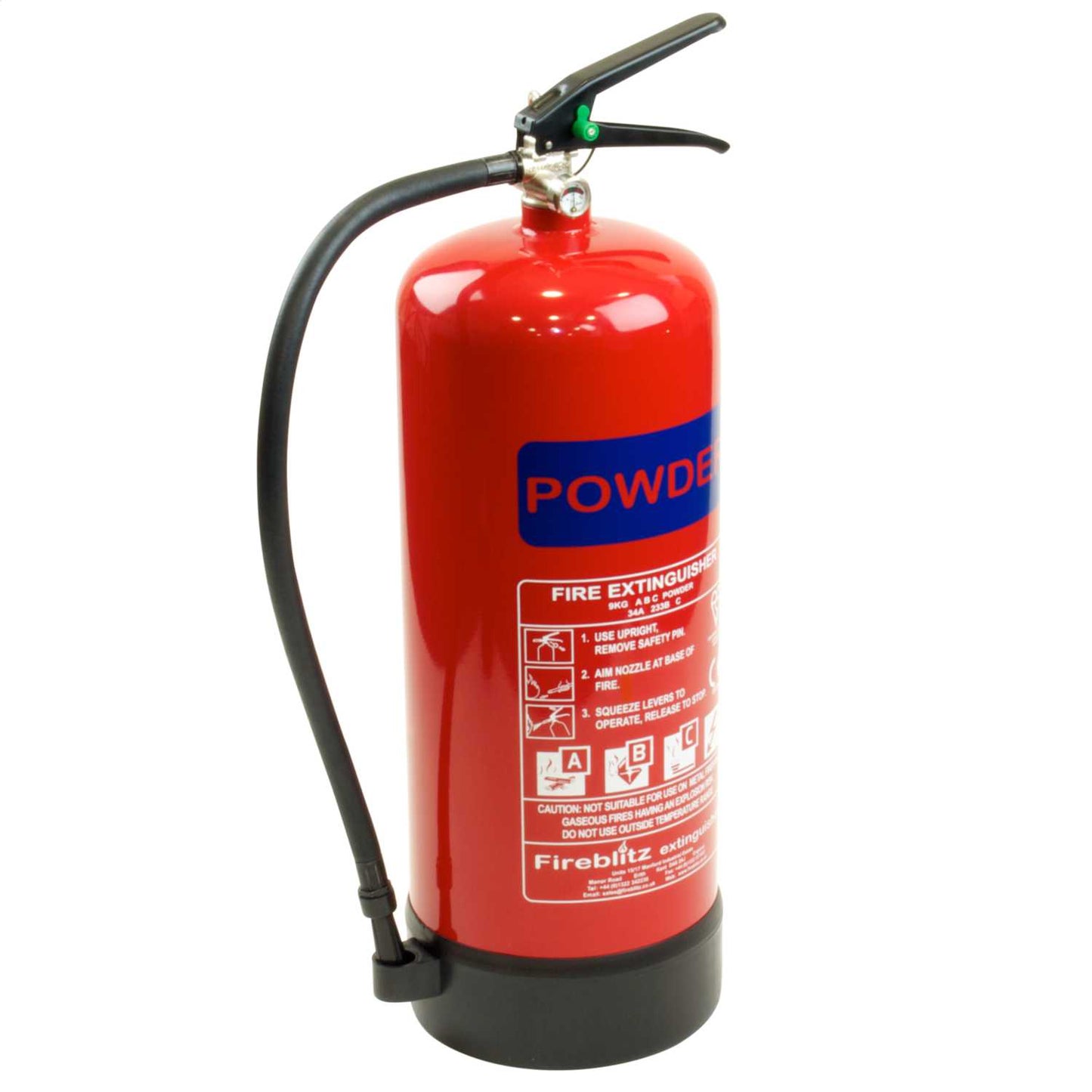 Firesafe 9kg ABC Dry Powder Fire Extinguisher Rating 34A / 233B