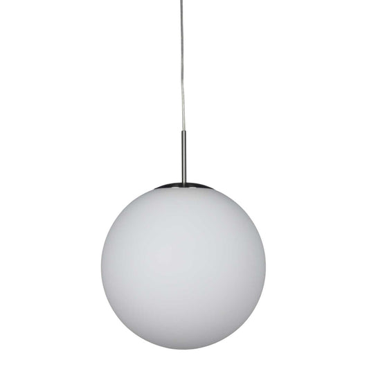 Firstlight Globe Pendant Ceiling Light Brushed Steel with Opal Glass
