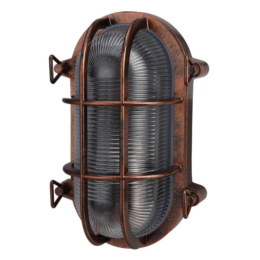 Firstlight Turin ES/E27 Oval Bulkhead Light Antique Copper
