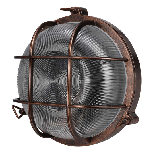 Firstlight Turin ES/E27 Round Bulkhead Light Antique Copper