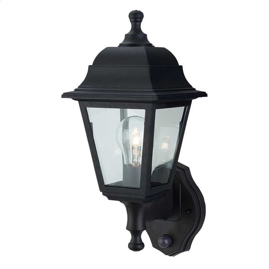 Firstlight Oslo 60W 4 Panel Lantern with PIR Black