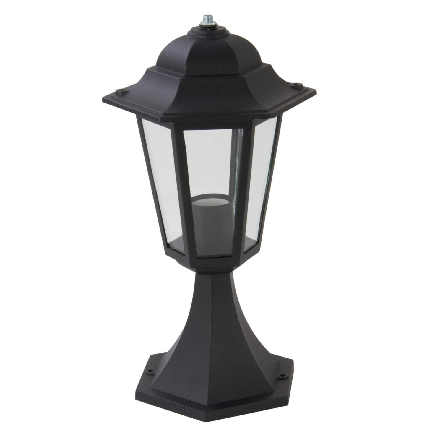 Firstlight 6 Panel 230V ES GLS Pillar Outdoor Lantern Black