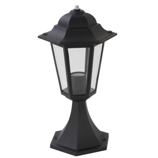 Firstlight 6 Panel 230V ES GLS Pillar Outdoor Lantern Black