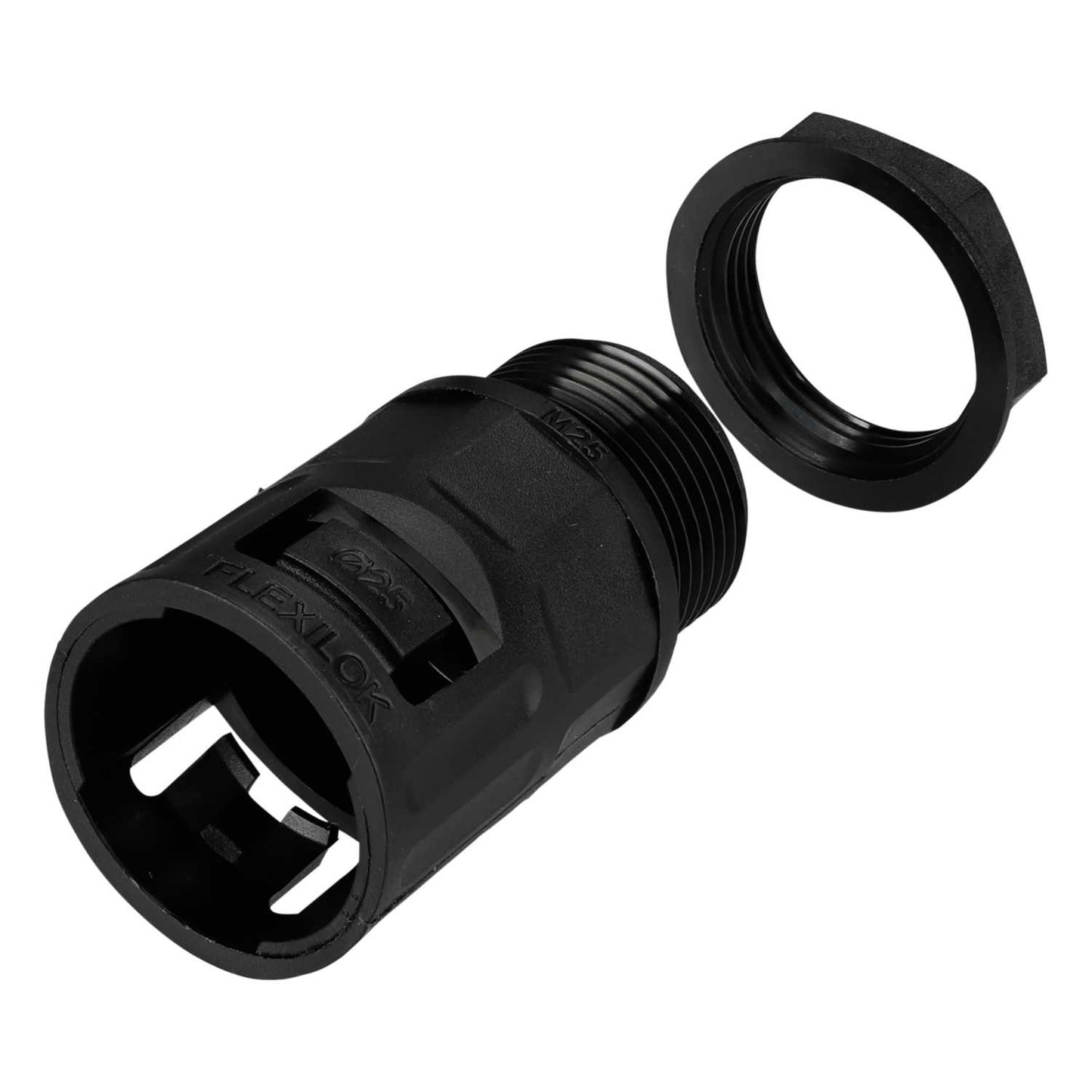Flexicon FPPFLK-CP25B 25mm IP66 Polyprop Gland and Locknut Black (Pack of 10)