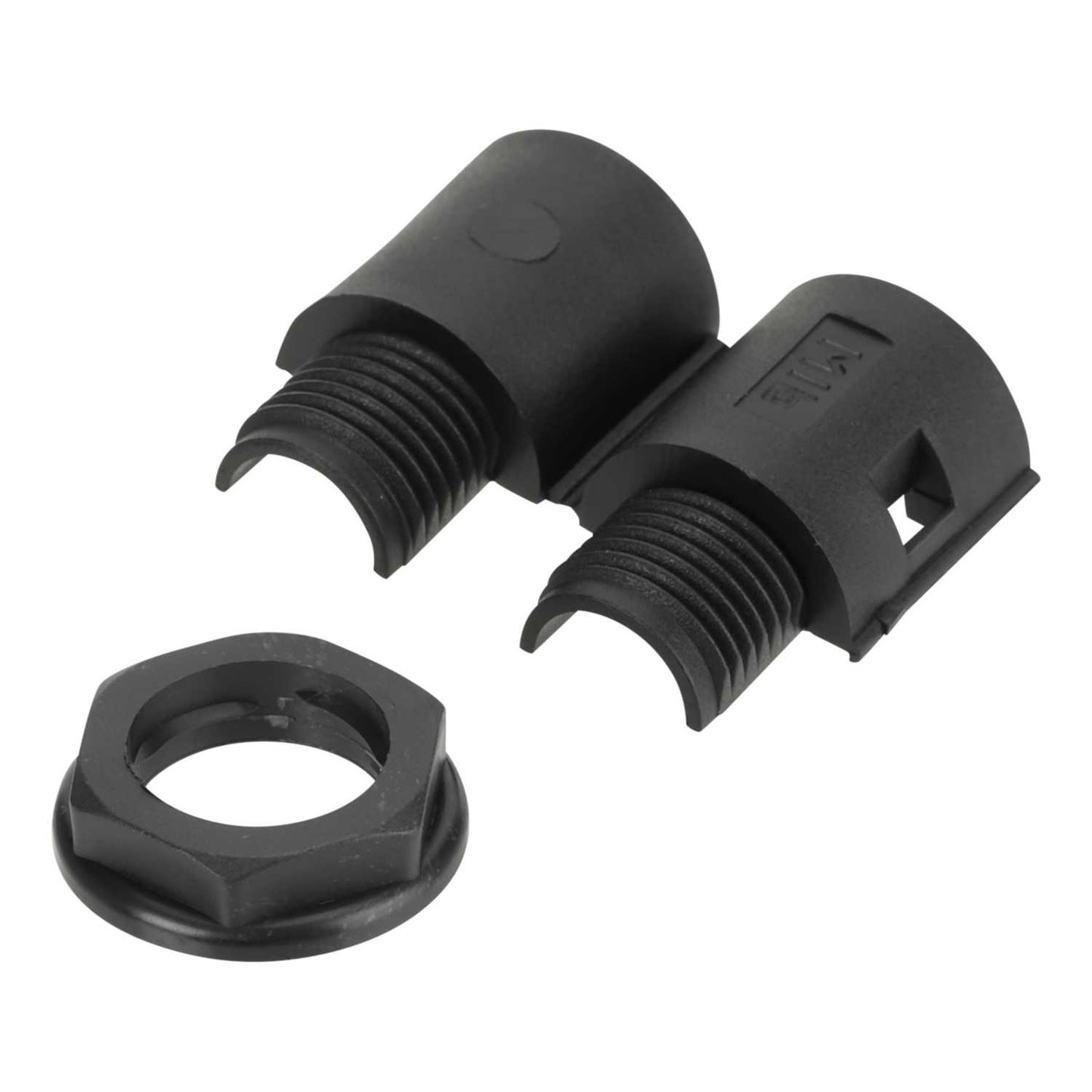 16mm Hinged Flexible Conduit Gland With Locknut Black (Sold in 1's)