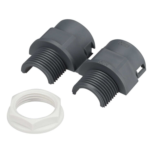 16mm Hinged Flexible Conduit Gland With Locknut Grey (Sold in 1's)