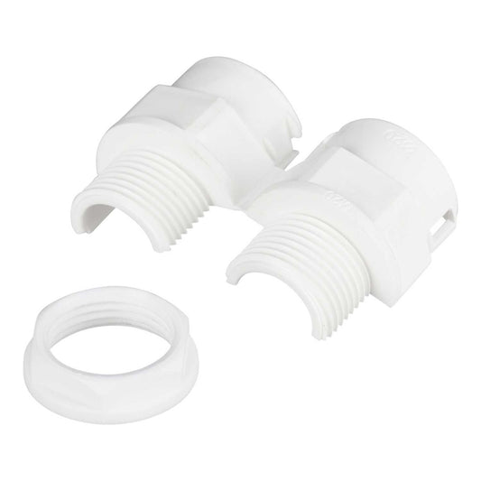 20mm Hinged Flexible Conduit Gland With Locknut White (Sold in 1's)