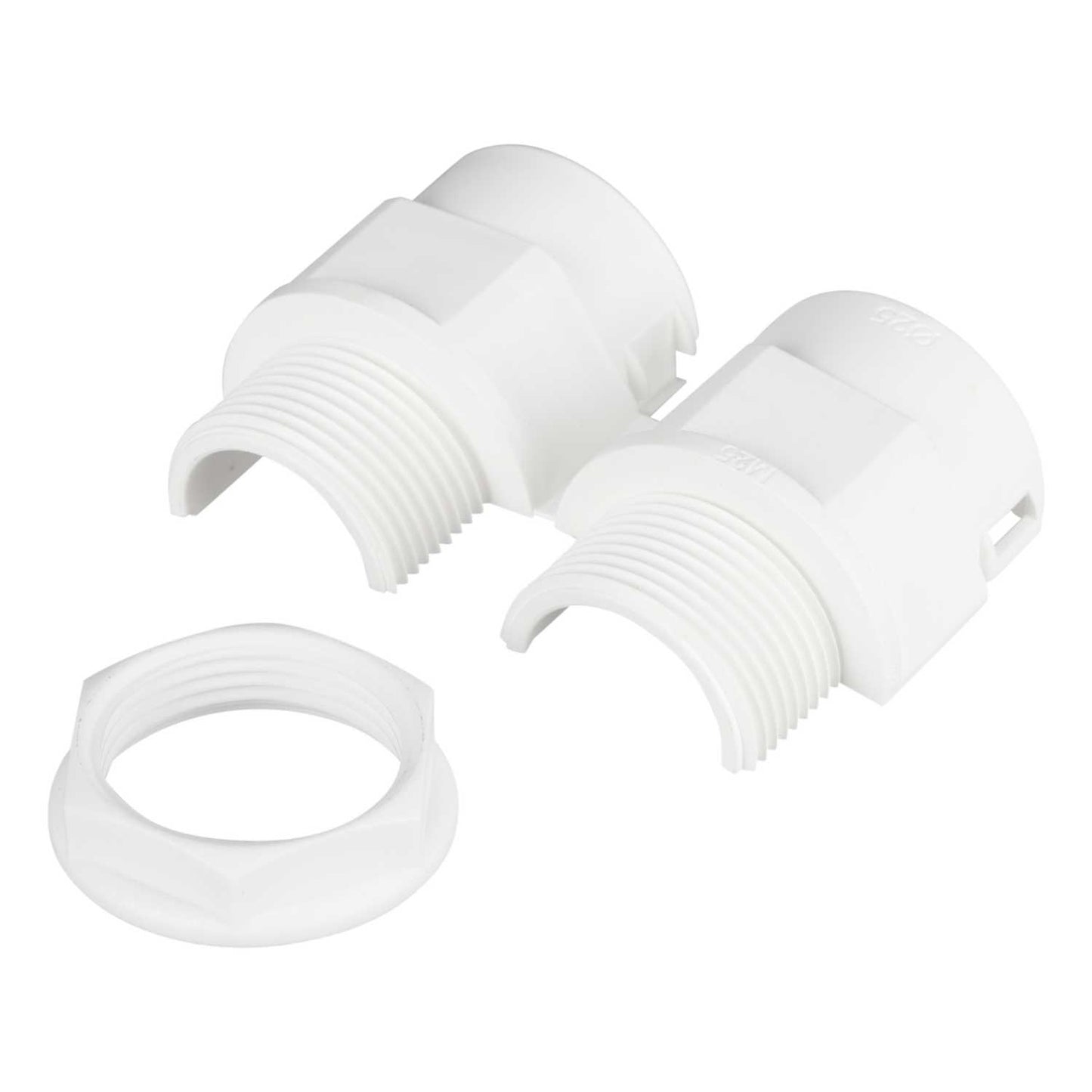 25mm Hinged Flexible Conduit Gland With Locknut White (Sold in 1's)