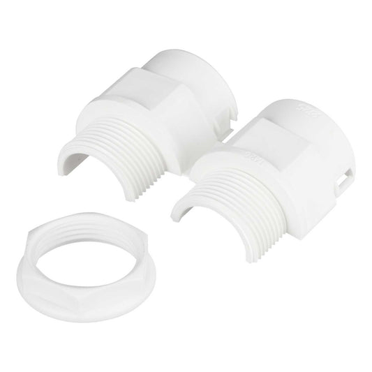 25mm Hinged Flexible Conduit Gland With Locknut White (Sold in 1's)