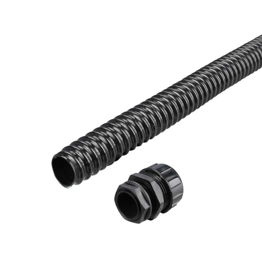 Atkore Koreflex 25mm Spiral Re-Inforced Flexible Conduit Pack Black (10m Reel and 10 Glands)