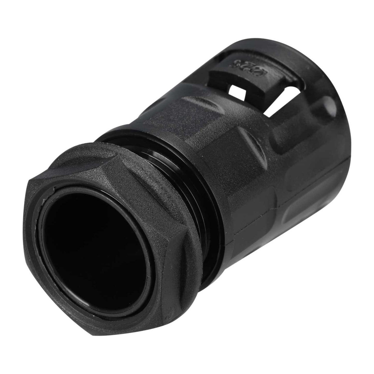 32mm Male Flexible Conduit Straight Gland - Nylon Black (Sold in 1's)