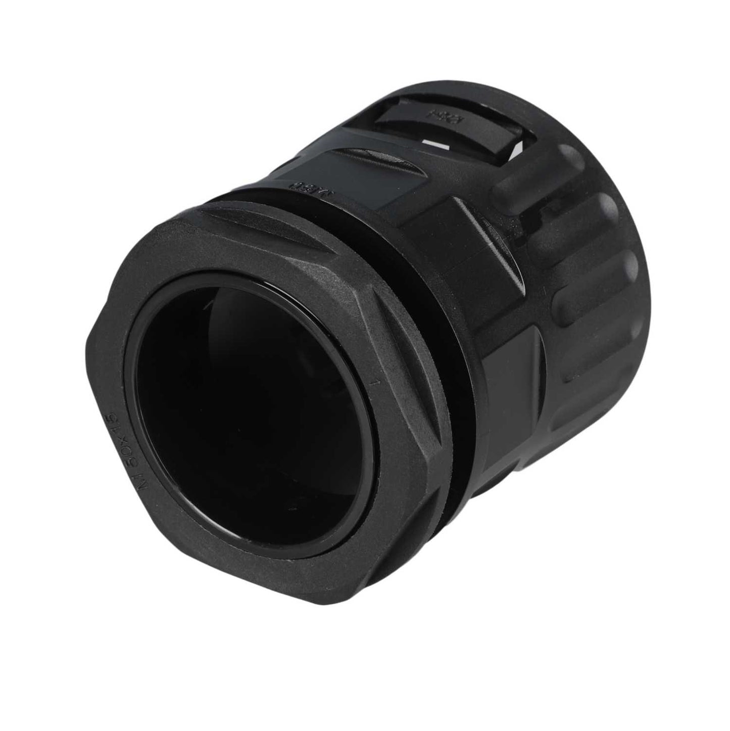 50mm Male Flexible Conduit Straight Gland - Nylon Black (Sold in 1's)
