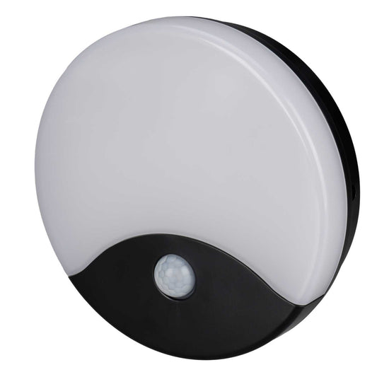 Forum Turus 15W LED Tri-Colour Round Bulkhead with PIR Black