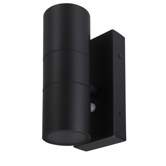 Forum Leto 2 GU10 Up / Down Wall Light with Photocell Black IP65