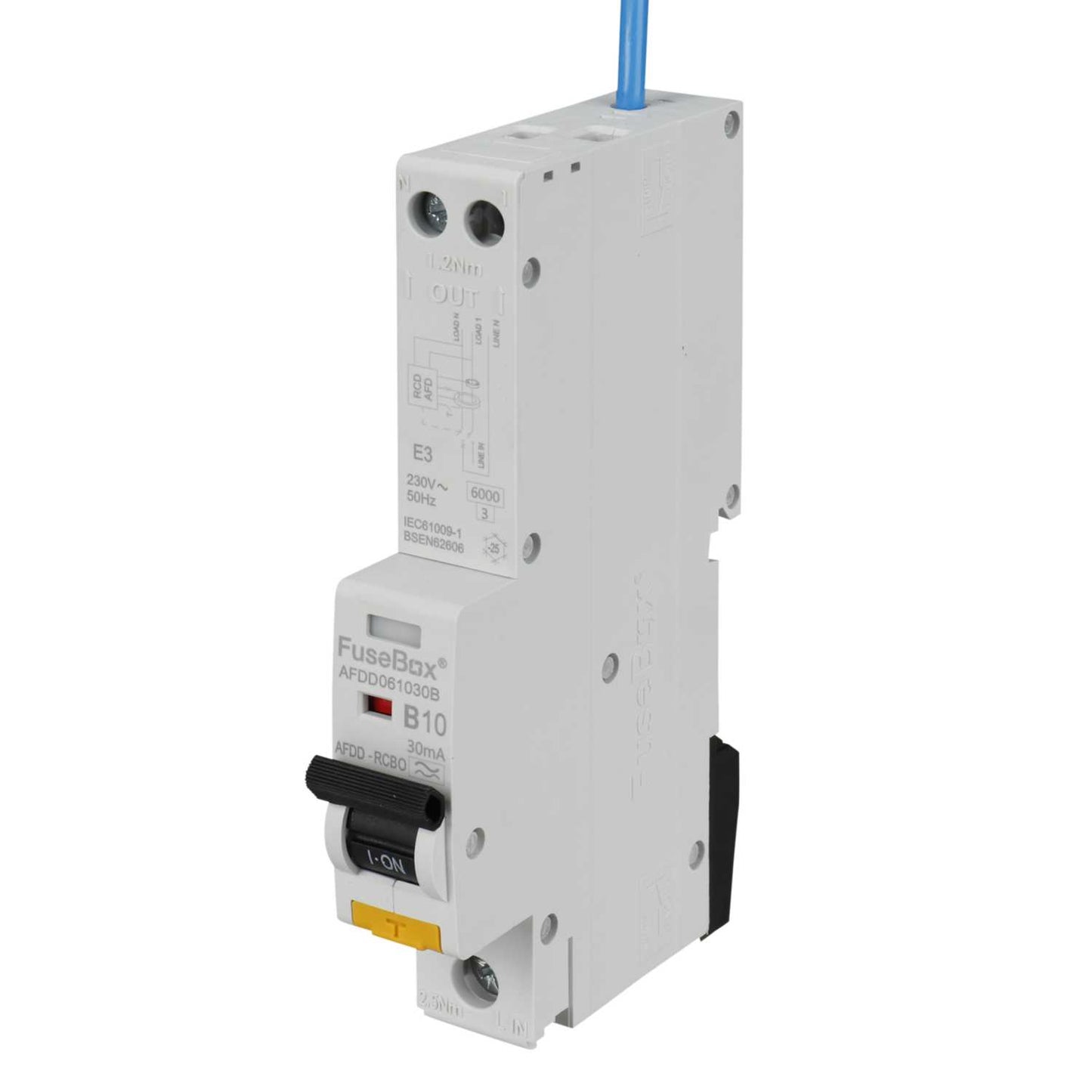 Fusebox 10A 1P+N 1 Module B Curve 6kA 30mA Type A Afdd Combined Rcbo