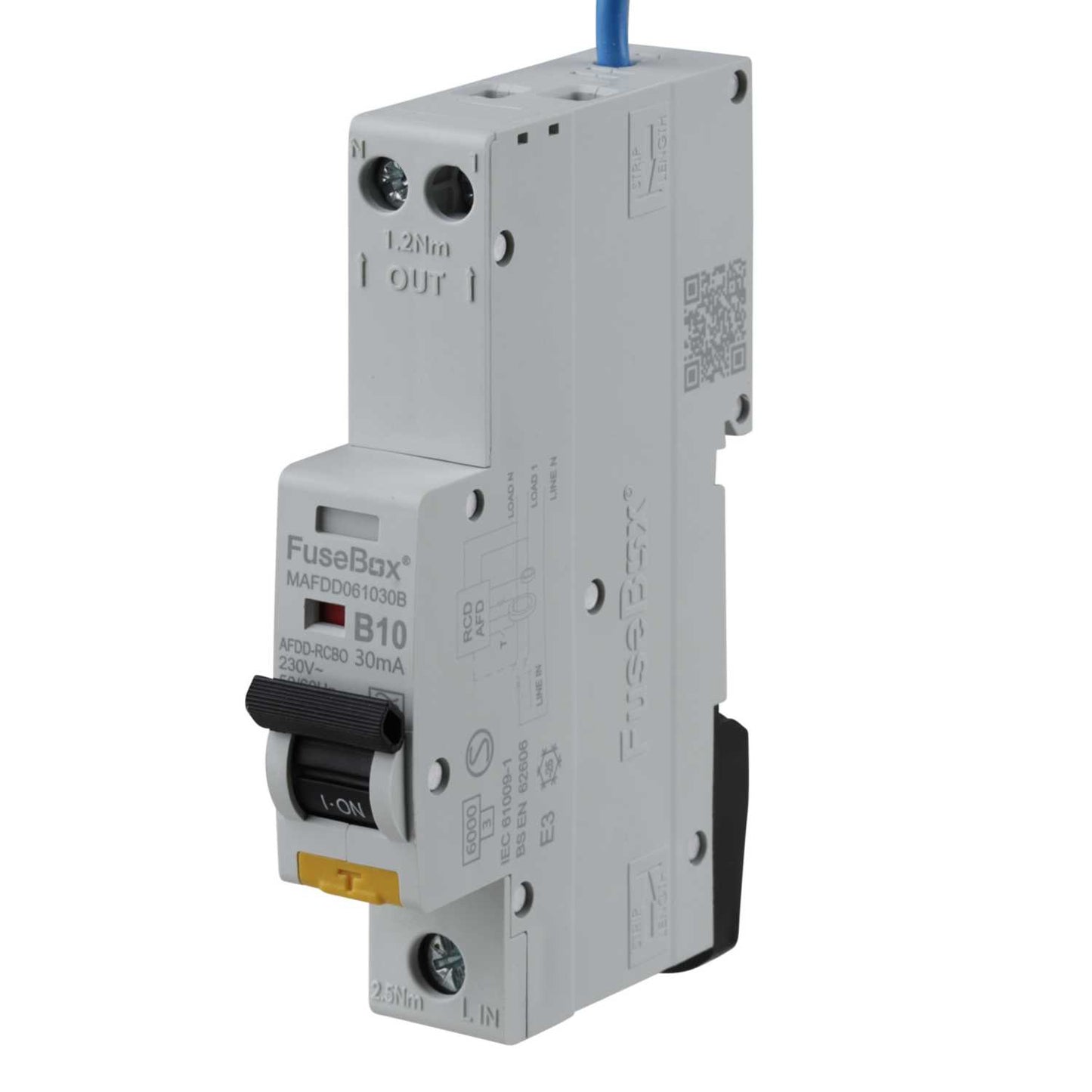 Fusebox 10A 1P+N 1 Module B Curve 6kA 30mA Type A Mini Afdd Combined Rcbo