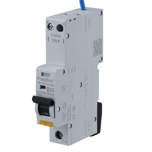 Fusebox 25A 1P+N 1 Module B Curve 6kA 30mA Type A Mini Afdd Combined Rcbo