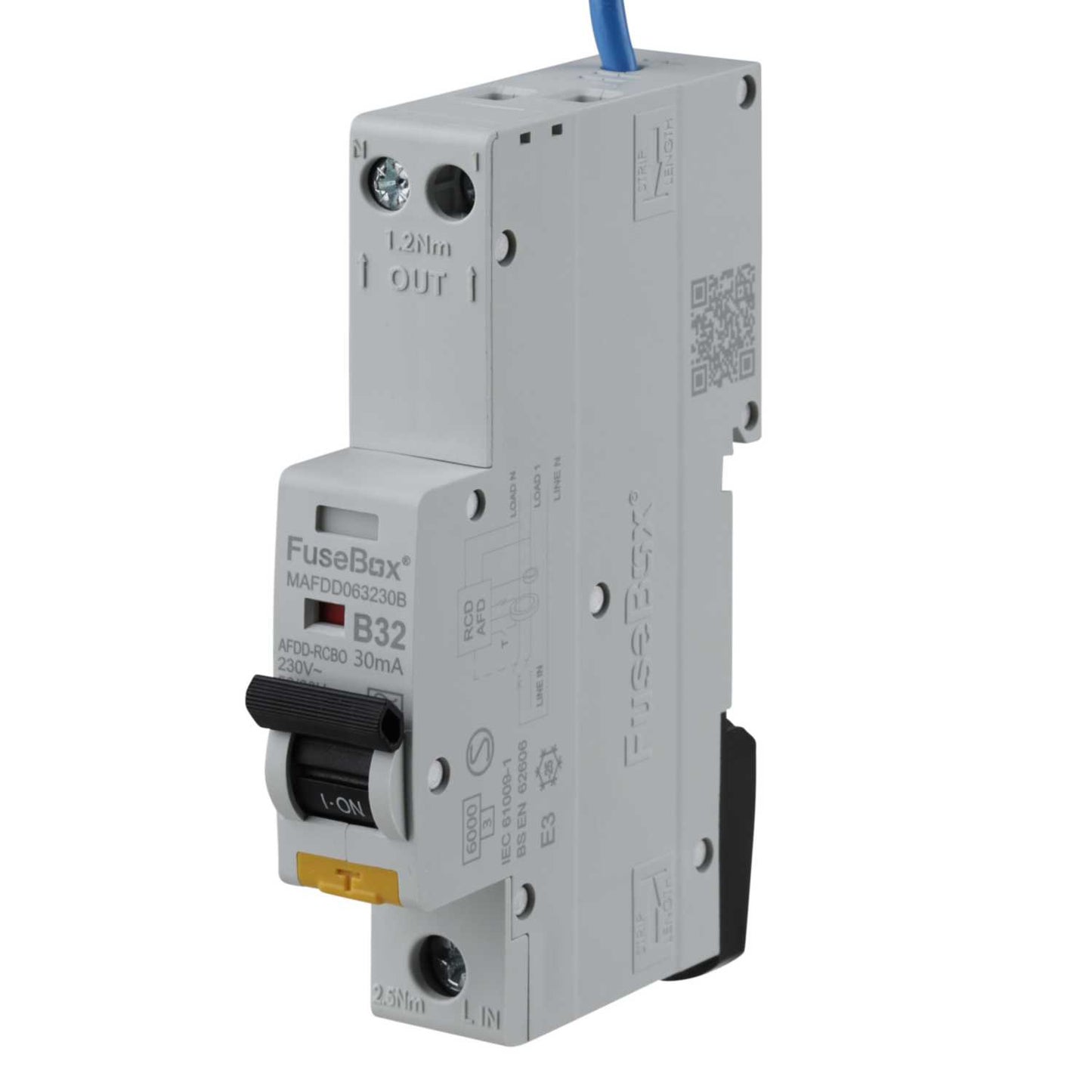 Fusebox 32A 1P+N 1 Module B Curve 6kA 30mA Type A Mini Afdd Combined Rcbo