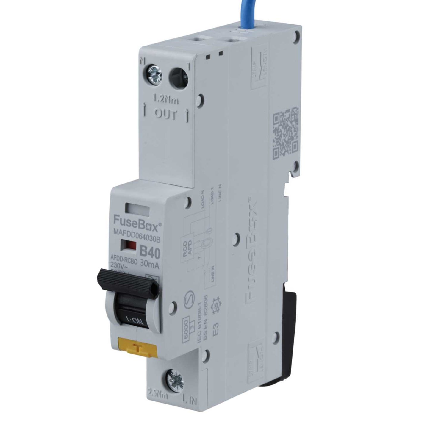 Fusebox 40A 1P+N 1 Module B Curve 6kA 30mA Type A Mini Afdd Combined Rcbo