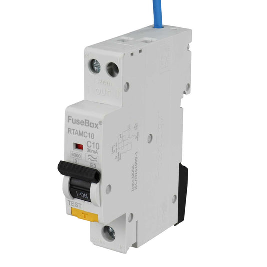 Fusebox 10A 1P+N 1 Module C Curve 6kA 30mA Type A Mini Rcbo