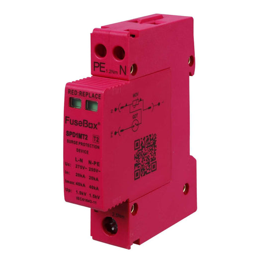 Fusebox 40kA 1 Module Single Pole and Neutral Type 2 Surge Protection Device