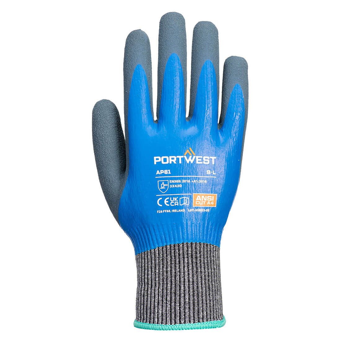 Liquid Pro HR Cut Glove, L, R, Blue