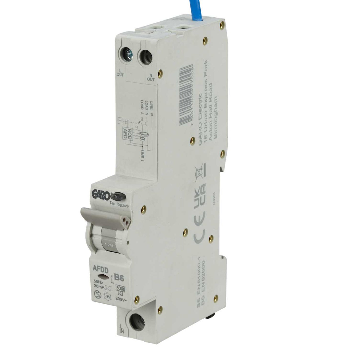 Garo 6A Double Pole 1 Module B Curve 6kA 30mA Type A Afdd Combined Rcbo