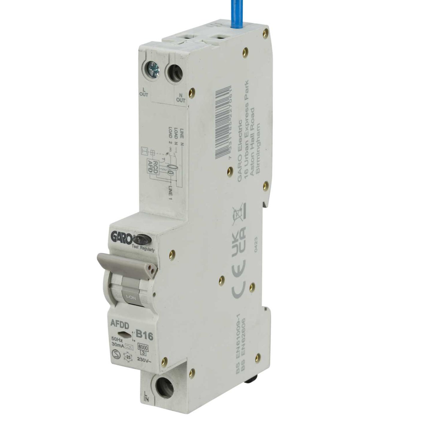 Garo 16A Double Pole 1 Module B Curve 6kA 30mA Type A Afdd Combined Rcbo
