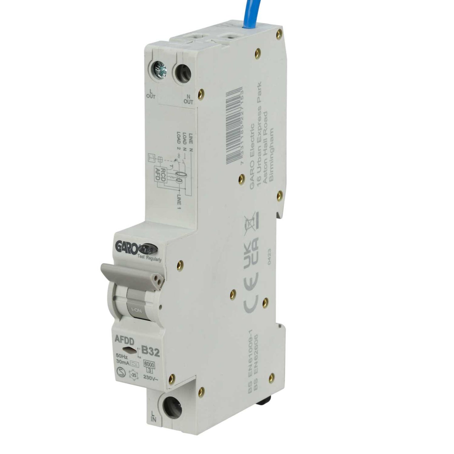 Garo 32A Double Pole 1 Module B Curve 6kA 30mA Type A Afdd Combined Rcbo