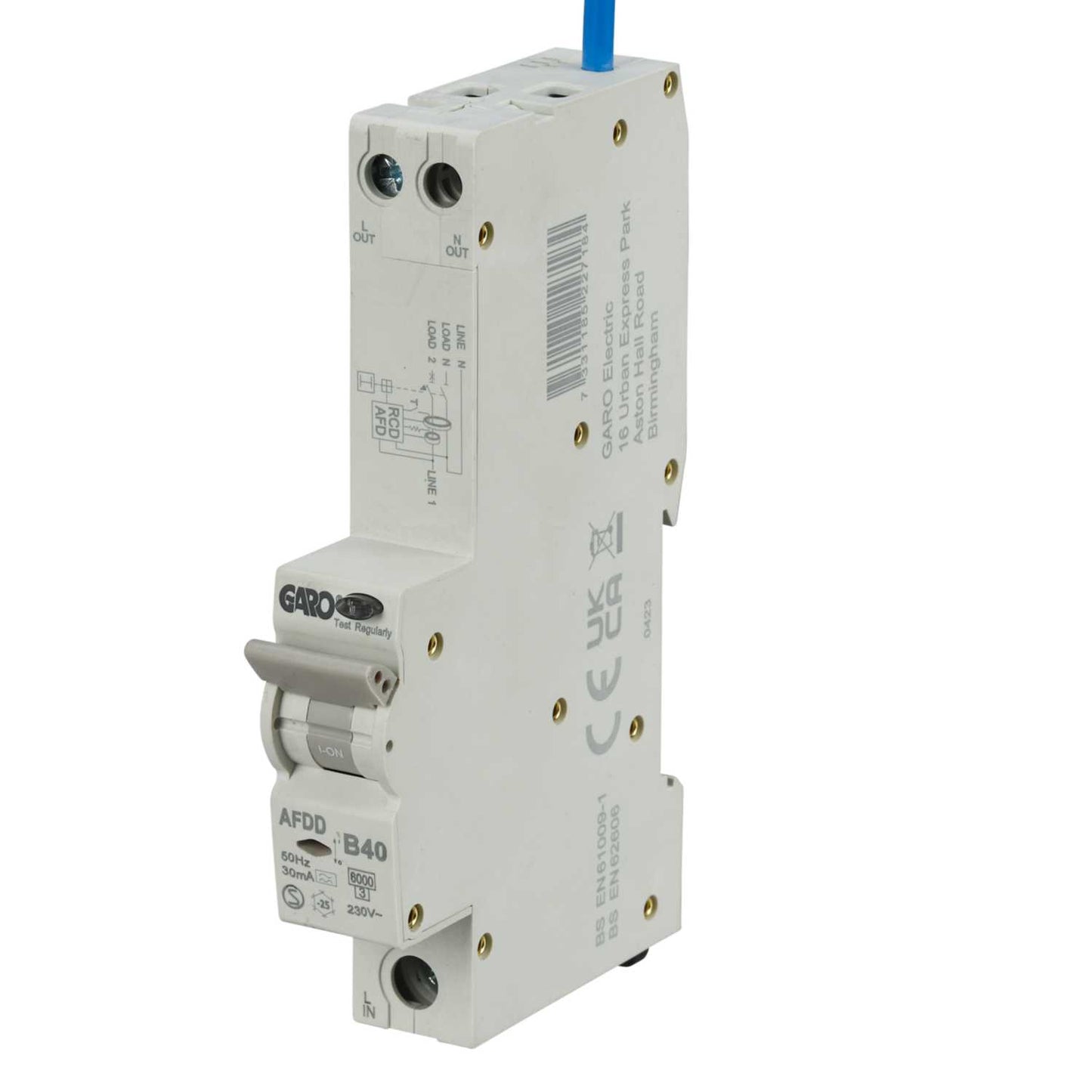 Garo 40A Double Pole 1 Module B Curve 6kA 30mA Type A Afdd Combined Rcbo