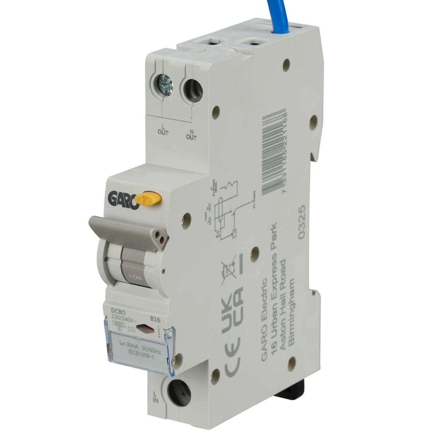Garo 16A Double Pole 1 Module B Curve 6kA 30mA Compact Type A Rcbo