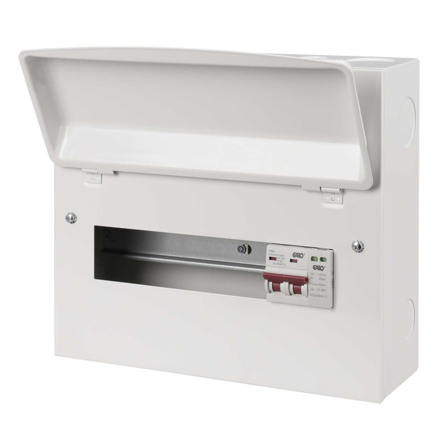 Garo 9 Way 100A Isolator Incomer Metal Clad Consumer Unit with Type 2 SPD