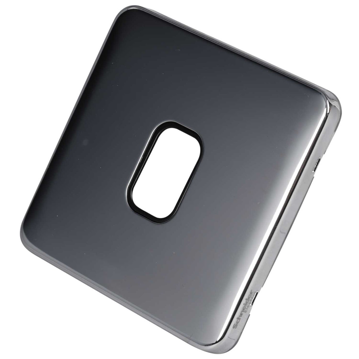 Schneider Lisse Deco 1 Gang Grid Plate Screwless Black Insert Polished Chrome