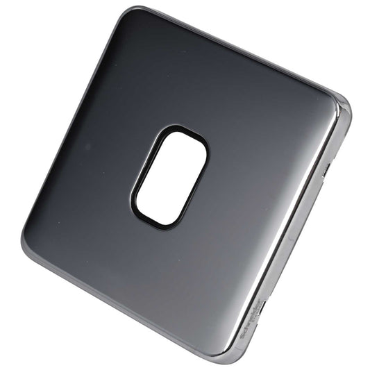 Schneider Lisse Deco 1 Gang Grid Plate Screwless Black Insert Polished Chrome